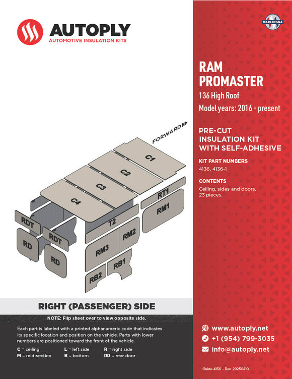 Van Insulation Kit for Ram Promaster 136 High Roof A4136-1