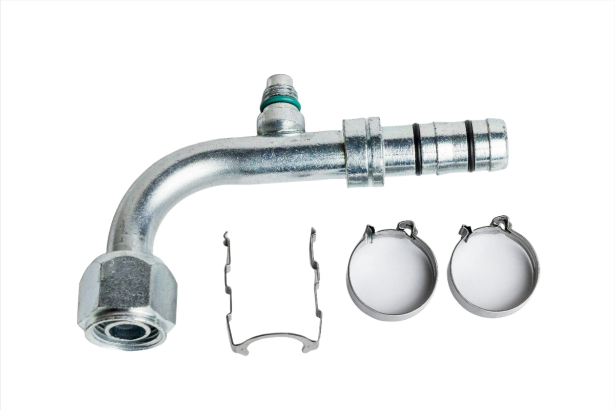 Switch Control Fitting Automotive AC hose Fitting EZ Clip #10 Female 90 switch port step to ...