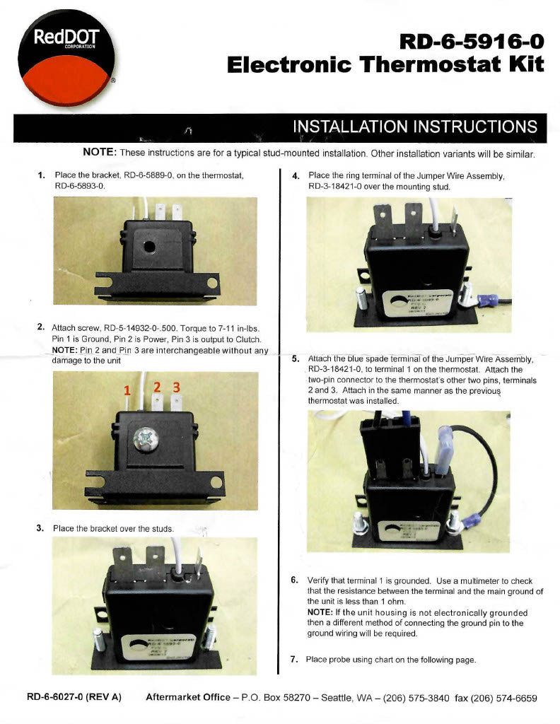 Thermostat Fixed Electronic 71R3350 Refrigerant Control