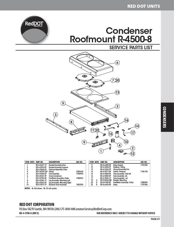 Red Dot AC Condenser Unit 12v R-4500-8P - 4