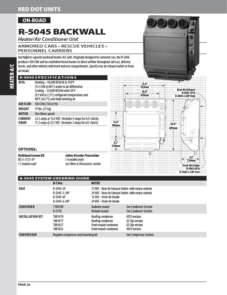 Red Dot Hvac Unit 12V Wall Mount R-5045-5P