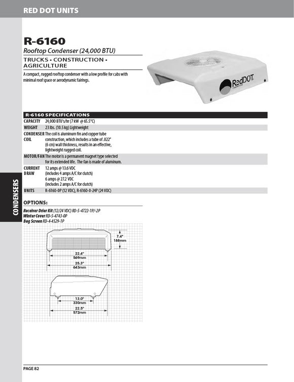 Red Dot AC Condenser Unit 12v Rooftop Mount R-6160-0P