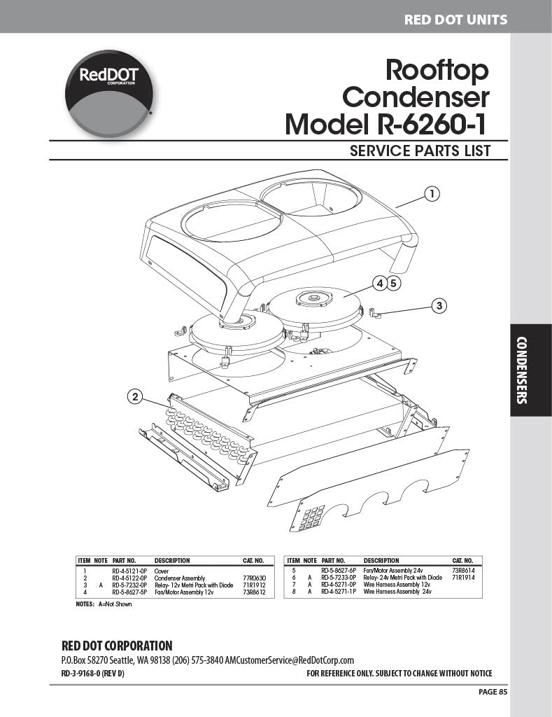 Red Dot AC Condenser Unit 24v Rooftop Mount R-6260-1-24P
