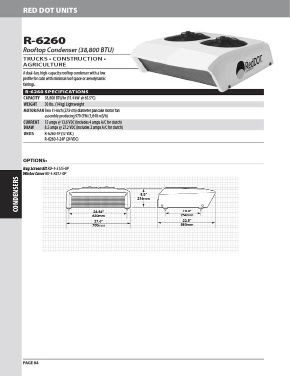 Red Dot AC Condenser Unit 12v Rooftop Mount R-6260-1P