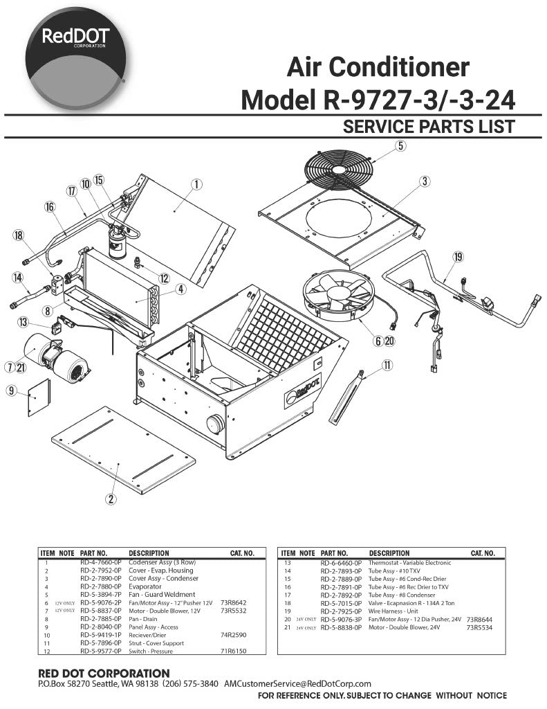 Red Dot Ac Unit 12V Rooftop Mount R-9727-3P A/C