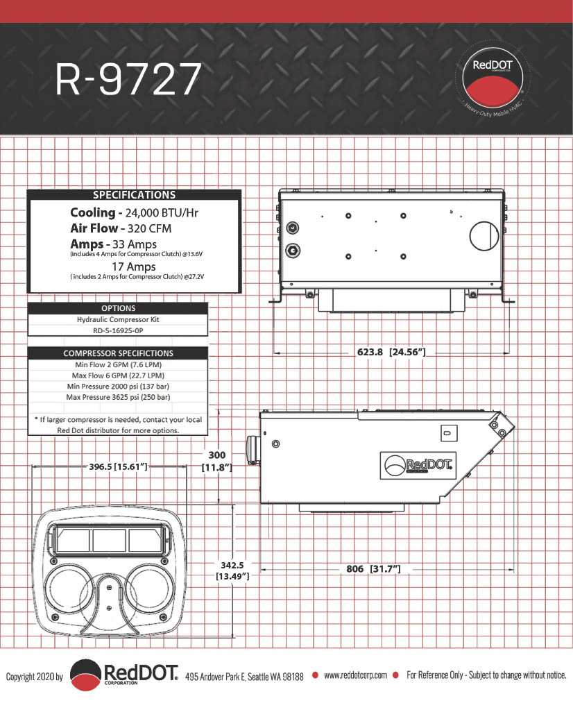 Red Dot Ac Unit 24V Rooftop Mount R-9727-3-24P A/C