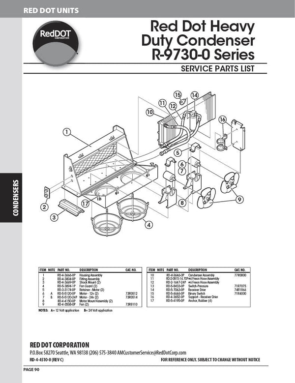 Red Dot AC Condenser Unit 12v R-9730-0P - 3