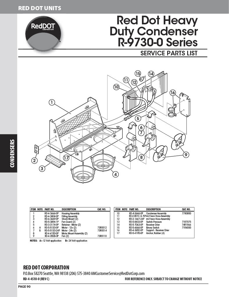 Red Dot Ac Condenser Unit 12V R-9730-0P