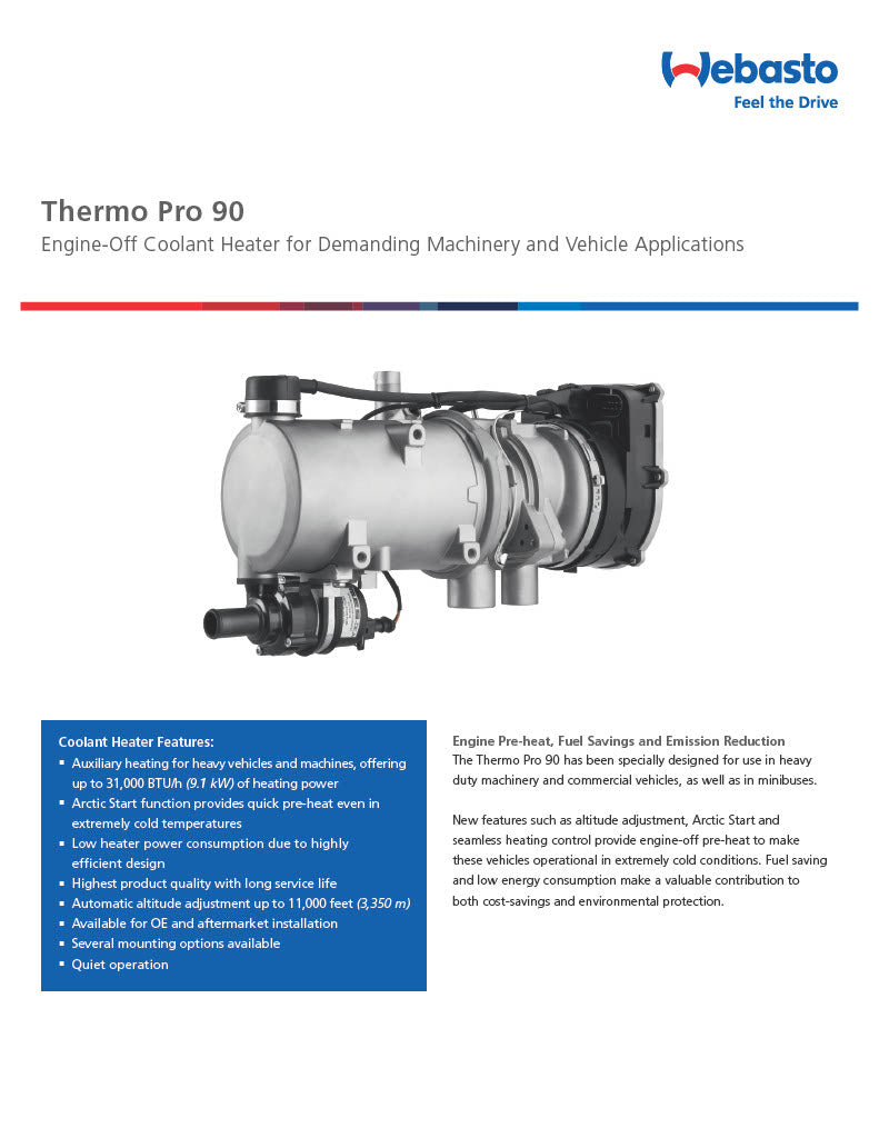 Webasto Thermo Pro 90 12V Coolant Heater Compact Kit 5010874A