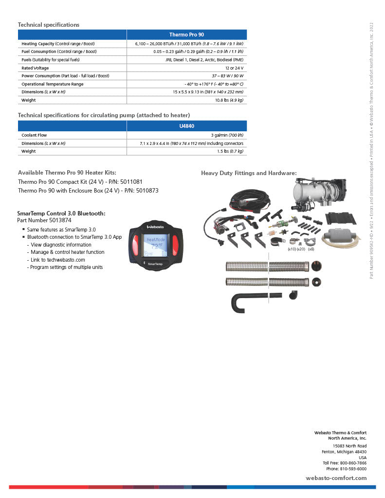 Webasto Thermo Pro 90 24V Coolant Heater Enclosure Box Kit 5010873A