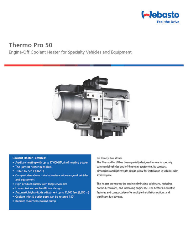 Webasto Thermo Pro 50 Coolant Heater Kit 24v 5013915A - 2
